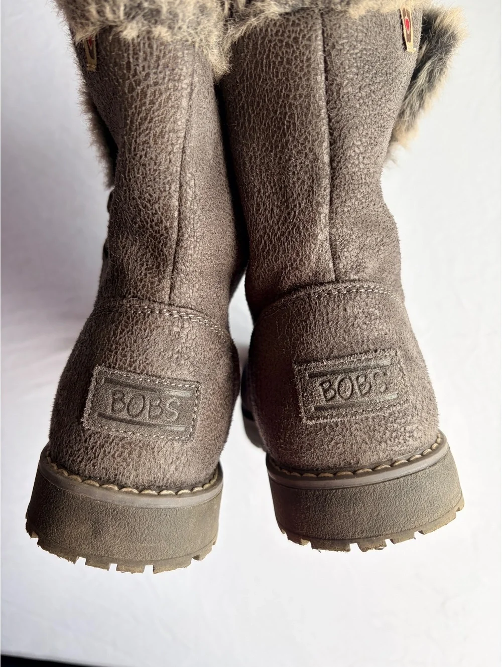 BOBS Skechers Womens Size 7 Gray Faux Fur Lined Winter Boots Pull On